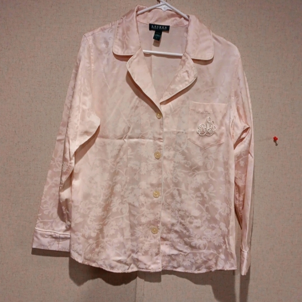 Ralph Lauren Blush Satin Floral Top